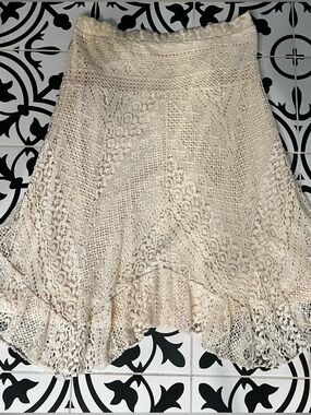 Cream Crochet Skirt Lined S
